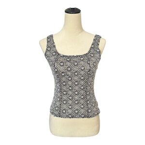 NICOLA Black and White Floral Tank Top